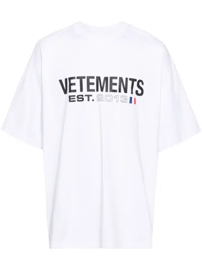 Vetements Logo-print Cotton T-shirt In White