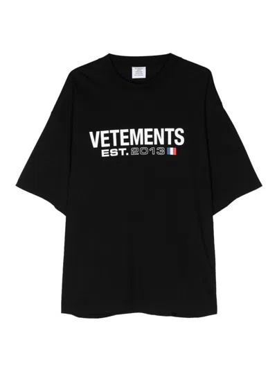Vetements Logo Cotton T-shirt In Negro