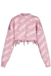 VETEMENTS VETEMENTS LOGO DETAILED CROPPED SWEATER