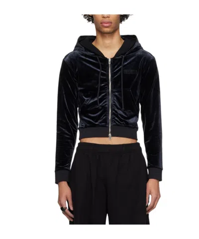 Vetements Logo Detailed Zip-up Hoodie In Black