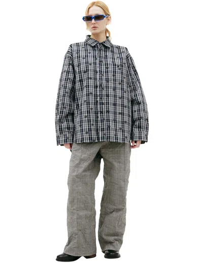 Vetements Logo Embroidered Plaid Shirt