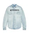 Vetements Blue Embroidered Logo Denim Shirt