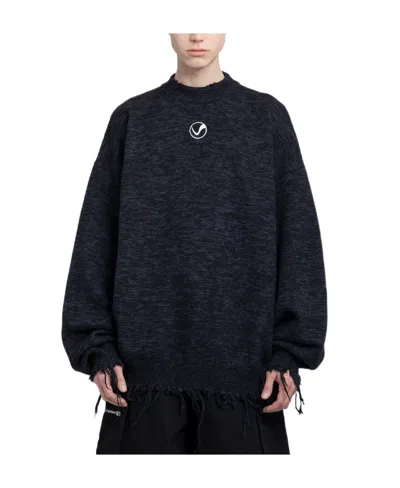 Vetements Black Two-tone Wool Oversize Sweater In Multi