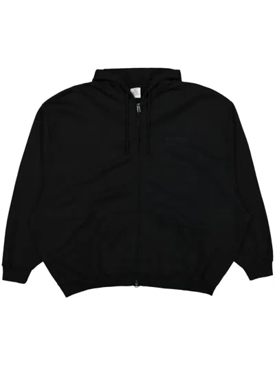 VETEMENTS LOGO-EMBROIDERED ZIP-UP HOODIE
