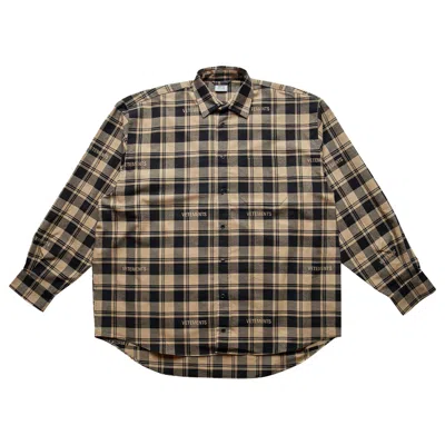 Pre-owned Vetements Logo Jacquard Plaid Shirt 'beige' | Tan | Men's Size M