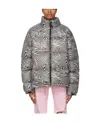 Vetements Logo Pattern Down Jacket In Gray