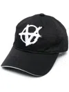 Vetements Double Anarchy-embroidered Cotton Cap In Black