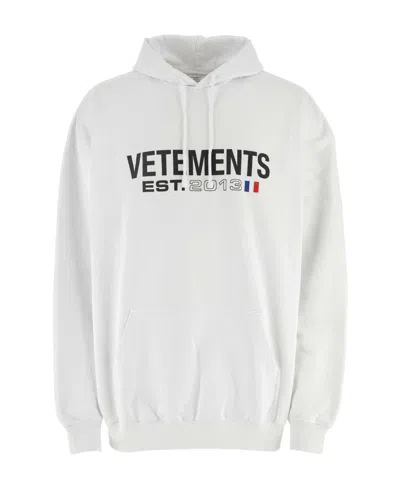 Vetements Logo-print Cotton-blend Hoodie In White