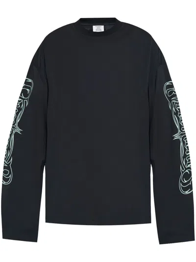 Vetements Logo-print Cotton Jersey In Black