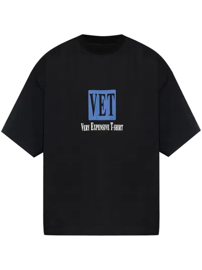 Vetements Logo-print Cotton T-shirt In Black