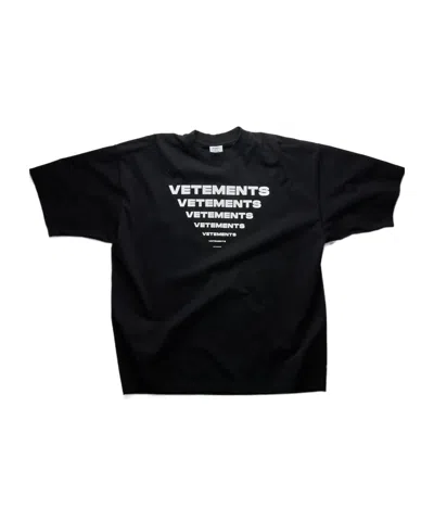 Vetements Logo-print Cotton T-shirt In Black