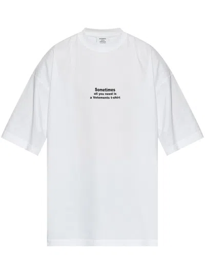 Vetements Logo-print Cotton T-shirt In White