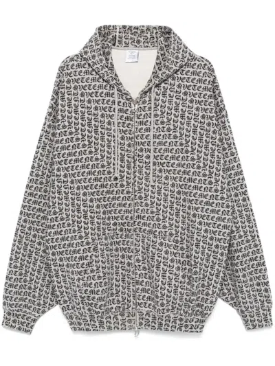 Vetements Gray Gothic Monogram Hoodie In Grey Melange