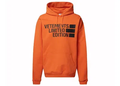Pre-owned Vetements Logo Print Oversize Hoodie In Orange