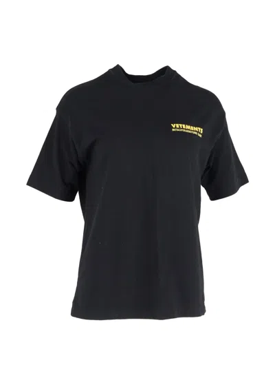 Pre-owned Vetements Logo-print Oversized T-shirt In Black