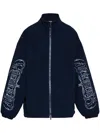Vetements Navy Embroidered-logo Jacket In Blue