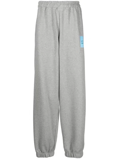 Vetements Logo-print Wide-leg Track Pants In Grey
