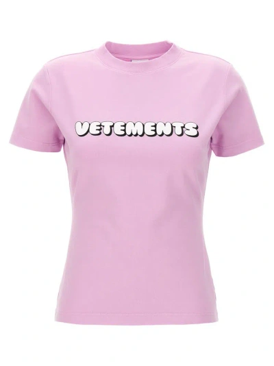 Vetements Logo Printed Crewneck T In Pink