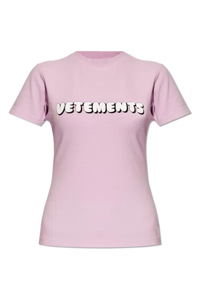 Vetements Logo Printed Short Sleeved T In Pink