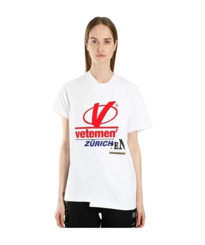 Vetements Logo Printed T-shirt With Round Neck In White