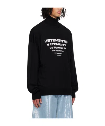 Vetements Logo Rib Sweater In Black