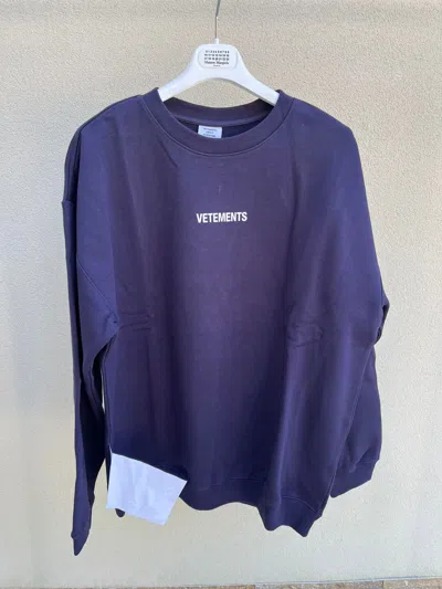 Pre-owned Vetements Logo Sweat Shirt In Navy / Marine In Navy/marine