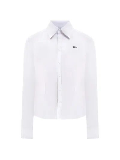 Vetements Logo-patch Button-up Shirt In White