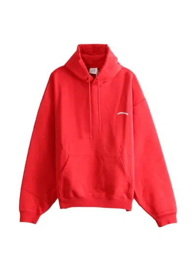 Vetements Logo-print Drawstring Hoodie In Red