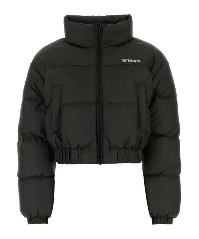 Vetements Long Sleeve Down Jacket In Black