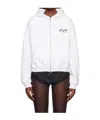 Vetements White Oval Logo Zip-up Hoodie In White