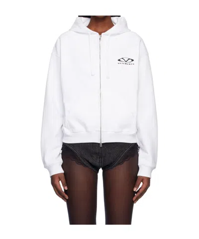 Vetements White Oval Logo Zip-up Hoodie