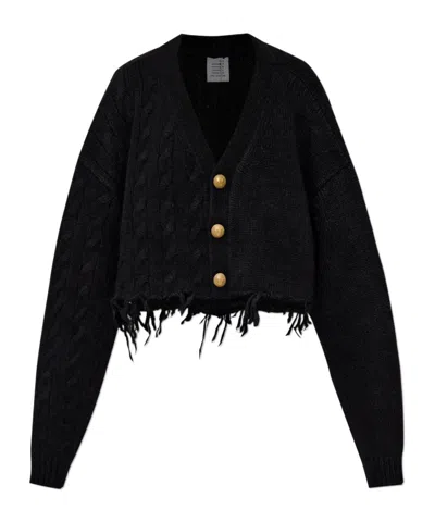 VETEMENTS VETEMENTS BUTTON-UP DISTRESSED CARDIGAN