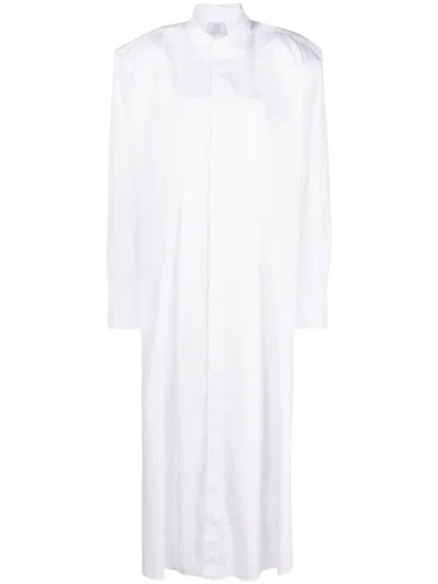 Vetements Long-sleeved Cotton Maxi Shirt Dress In White