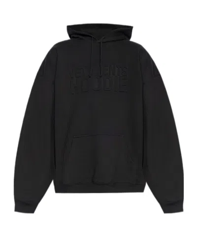 Vetements Long-sleeved Hooded Hoodie In Black