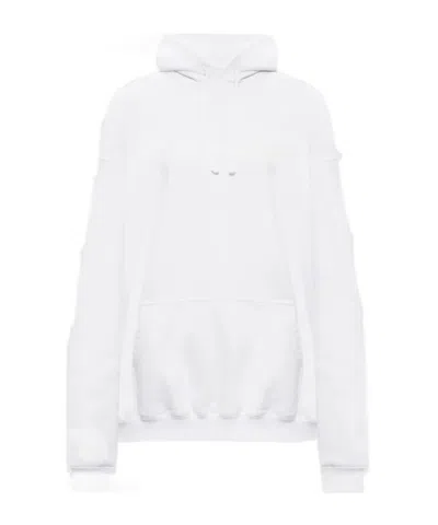 Vetements Long-sleeved Hooded Sweatshirt In White