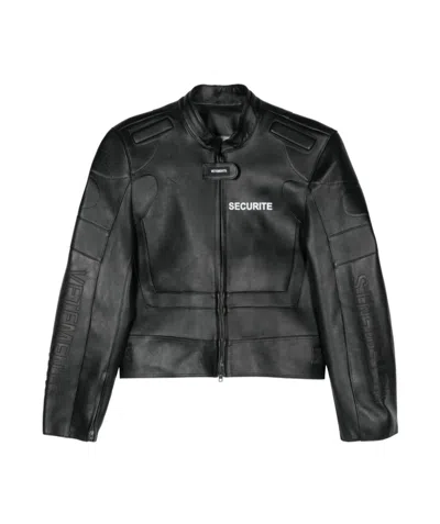 Vetements Long-sleeved Leather Jacket In Black
