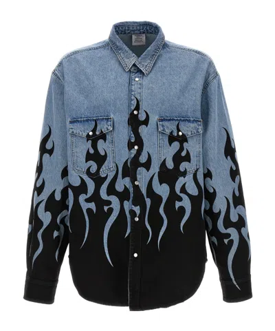 Vetements Long Sleeved Suit Jacket In Blue