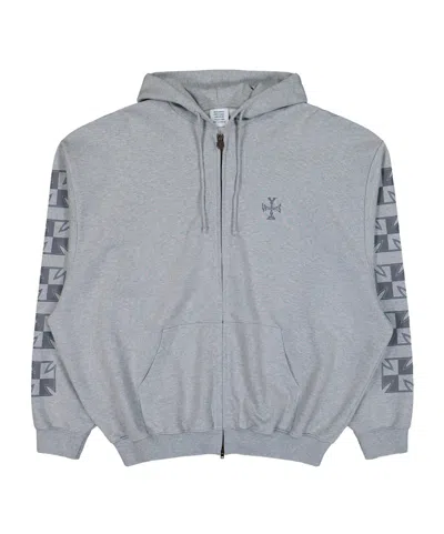 Vetements Gray Biker Cross Sleeves Zip-up Hoodie
