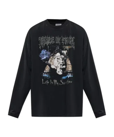 Vetements Graphic-print Long-sleeve T-shirt In Black