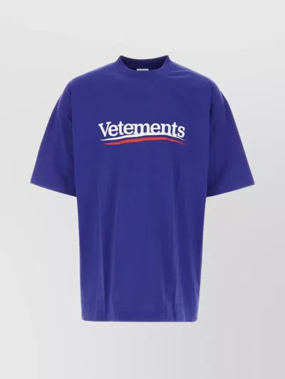 Vetements Loose Fit Cotton T-shirt In Royalblue