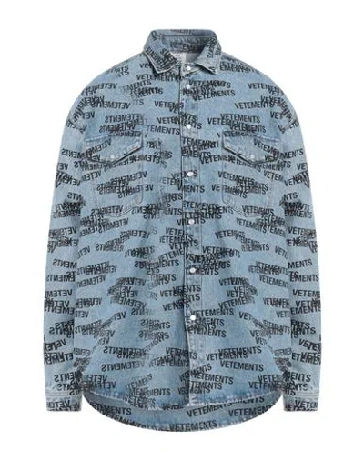 Vetements Man Denim Shirt Blue Size L Cotton