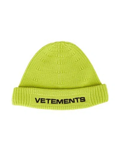 Vetements Man Hat Acid Green Size L Merino Wool