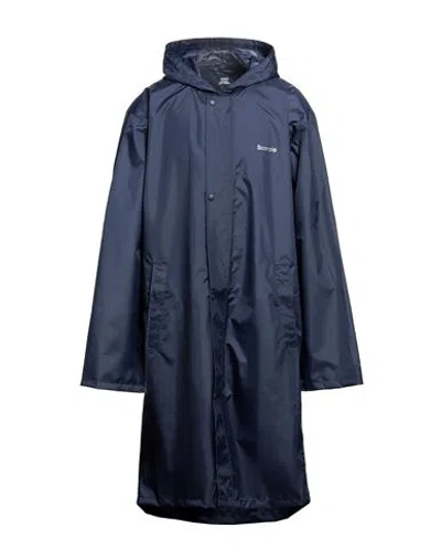 Vetements Man Overcoat & Trench Coat Midnight Blue Size Onesize Nylon, Polyurethane
