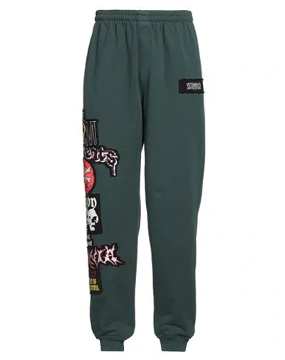 Vetements Man Pants Dark Green Size L Cotton, Elastane, Polyester