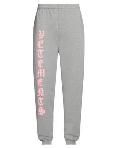 Vetements Man Pants Grey Size L Cotton, Polyester