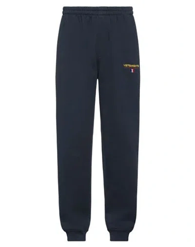 Vetements Man Pants Midnight Blue Size M Cotton, Elastane
