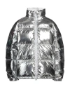 Vetements Man Down Jacket Silver Size S Polyester In Silver