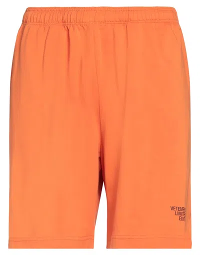 Vetements Man Shorts & Bermuda Shorts Orange Size Xl Cotton