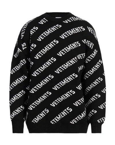 Vetements Signature Pattern Merino Wool Sweater In Black