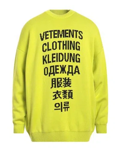 Vetements Man Sweater Lime Green Size S Merino Wool